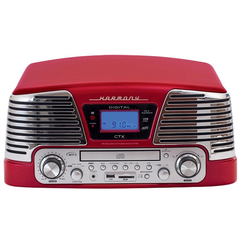 Toca Discos Ctx Harmony Vermelho Lp/cd/fm/usb/sd/gravação