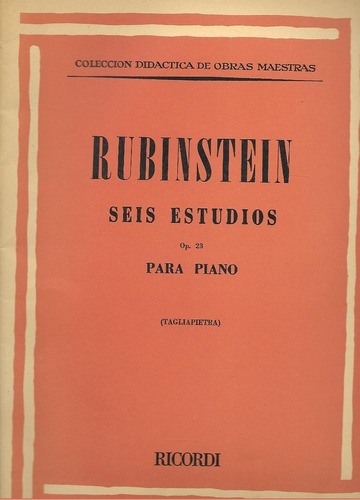 Rubinstein Seis Estudios Para Piano Ricordi