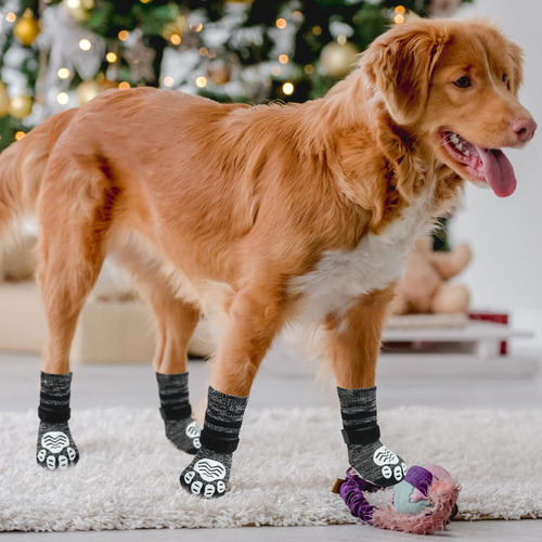 Calcetines Antideslizantes Para Perros Pupteck, Negro, X-l