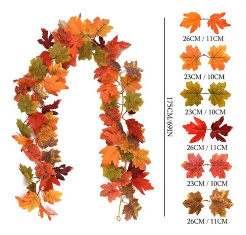 Enredadera Decorativa De Hojas De Otoño Para Hogar, 4 Piezas