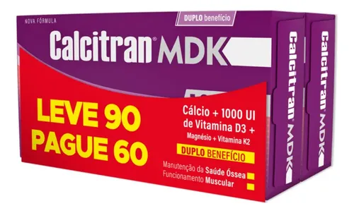 Kit Suplemento Nutricional Calcitran MDK FQM Cálcio Vitamina D 90...