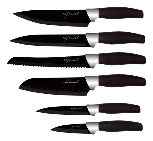 Cuchillos, Chef Essential, Teflón, Fundas X6 Unidades