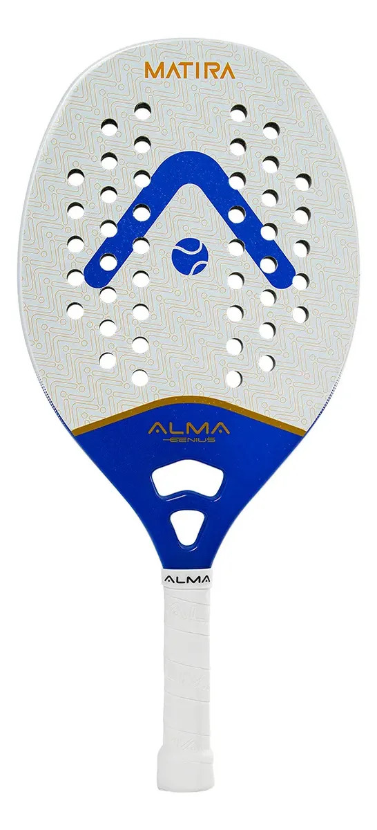 Raquete Beach Tennis Matira 1k Carbon Branca Azul Alma Geniu