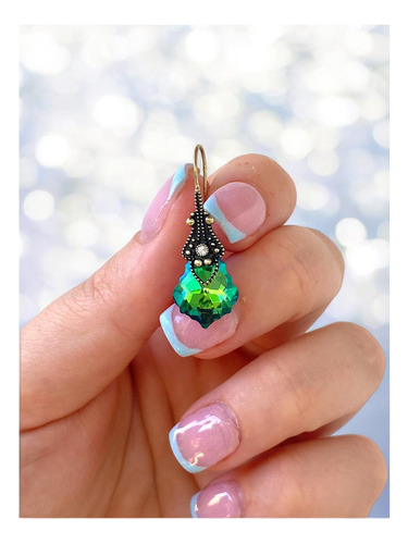 Pendientes Colgantes Vintage Iridiscentes Hechos A Mano Para