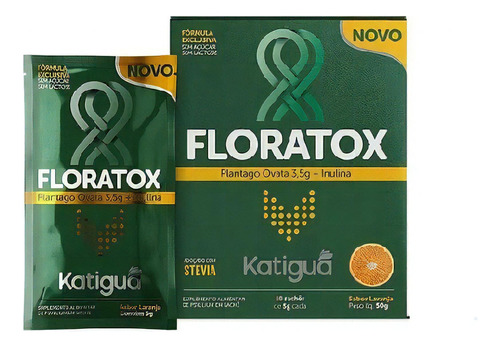 Suplemento Floratox Plantago Ovata Inulina 10 Saches Katigua Sabor Laranja