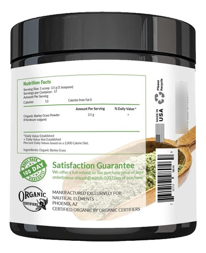 Organic Barley Grass 200g, Nautical Elements Ss