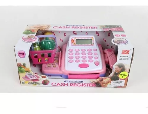 Caja registradora juguete con calculadora rosa – MANCHATOYS