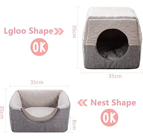 Dreamsoule Cat Cozy Cube Lgloo Cama, 3 En 1 Plegable Gato Pe