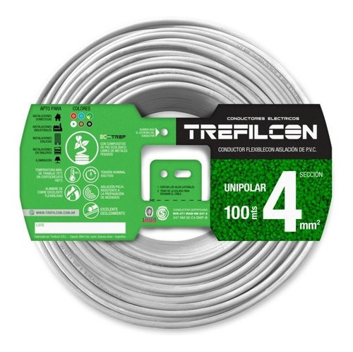 Pack X2 Cable Unipolar Trefilcon 4 Mm Rollo 100 Mts