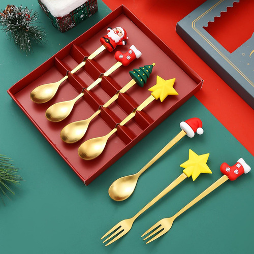 Juego De Tenedores Y Cucharas Navideñas, Juegos De
