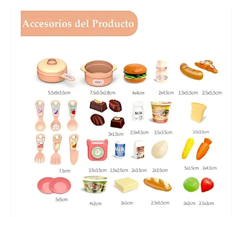 Cocina Infantil Con Luz, Sonido De Coccion Y 30 Accesorios