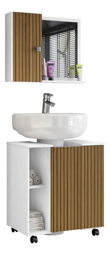 Móveis Bechara Pequin Genova armário de banheiro espelheira gabinete pia coluna branco rip cor do móvel colorido