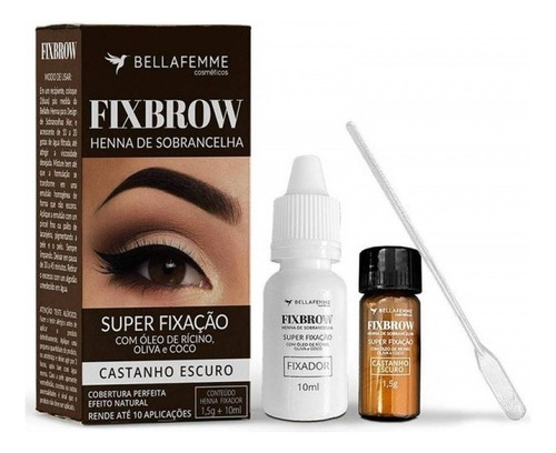 Henna Sobrancelha Fix Bronw Bella Femme Cor Castanho Escuro