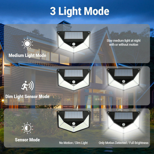 2 Lámparas Solares De Pared 20 Led Con Sensor, 2 Piezas