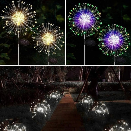 Kit 4 Led Luz Solar De Diente De León Al Aire Libre 120led