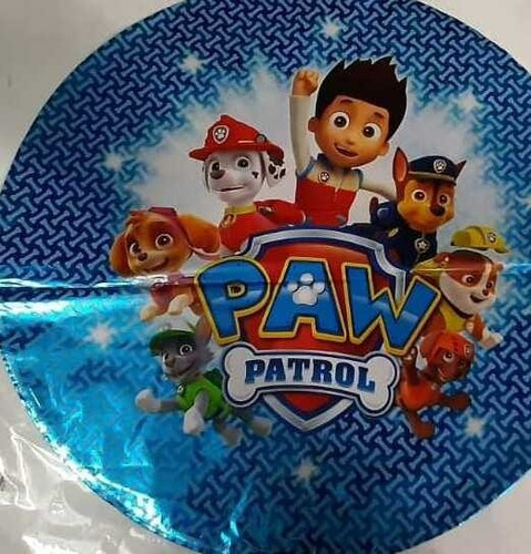 12 Globos Metálicos Diseño Paw Patroll Medida 45 Cm 