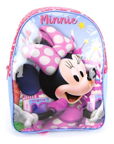 Mochila De Costas Escolar Infantil G 16 Minnie 10552 Xeryus Cor Rosa Desenho do tecido Minnie Disney