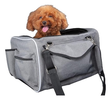 Bolsa Transportadora De Mascotas Asas Resistentes Color Gris