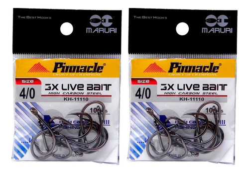 Kit Anzol De Pesca Maruri 3x Live Bait Aço N 4/0 30 Peças