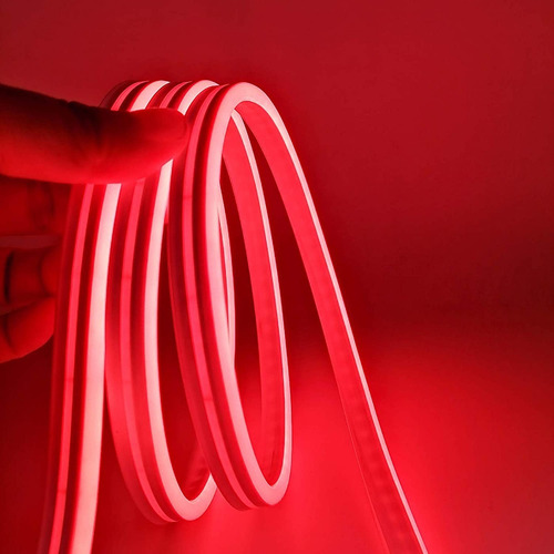 Tiras De Led Neón Luz Flexible Unicolor 5 Metros Cortar 12v Rojo