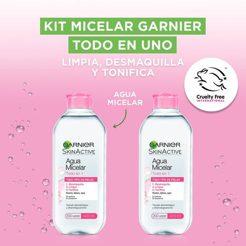 Imagen 1 de 4 de Kit Agua Micelar Garnier Todo En 1 - Limpieza Facial  2 Uni