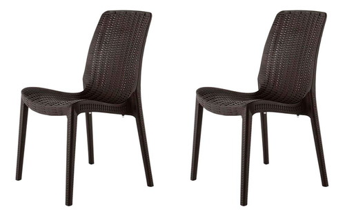 Silla Tipo Rattan De Comedor Terraza, Polipropileno Set De 2