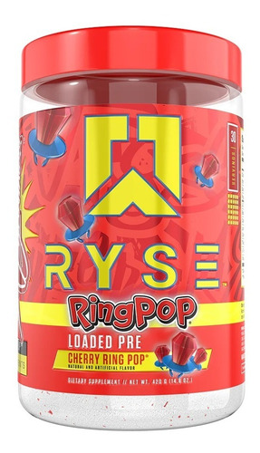 Ryse Up Loaded Pre Entreno 30 Serv 420 Gr Sabor cherry ring pop