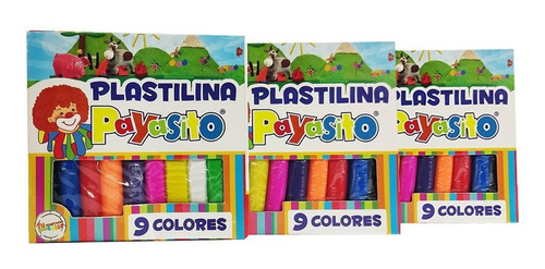 Imagen 1 de 3 de Plastilina 9 Colores Marca Payasito Pack De 3