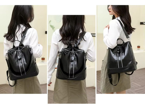 Mochila Feminina Reforçada Elegante Tendencia Social 2025 Cor Bege Desenho Do Tecido Liso