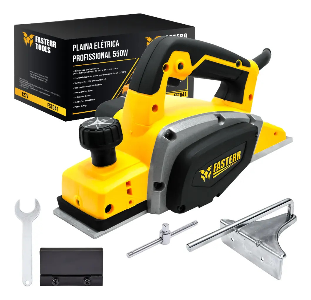 Plaina Elétrica 550w Fasterr Fst041 Cor Amarelo