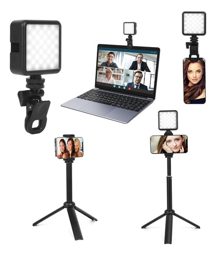Luz Selfie Con Trípode Y Clip Para iPhone/iPad/computadora P