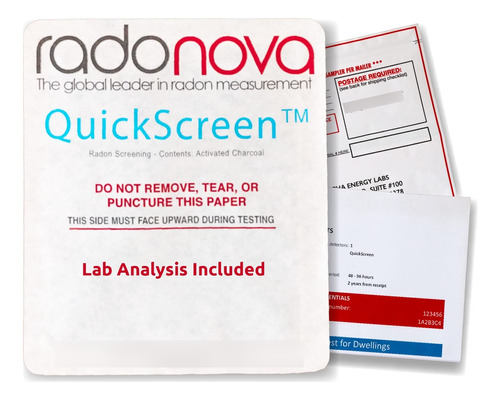 Radonova Quickscreen - Kit De Prueba De Radón Doméstico, .