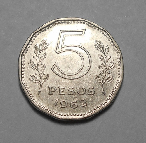 Moneda Argentina 5 Pesos 1962