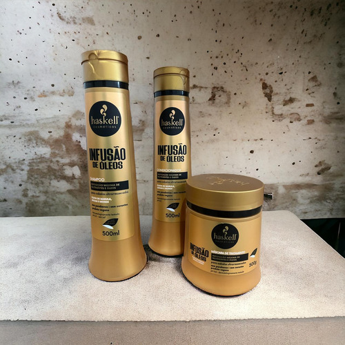 Kit Haskell Infusão De Óleos Shampoo Condici 1 Mascara 500ml