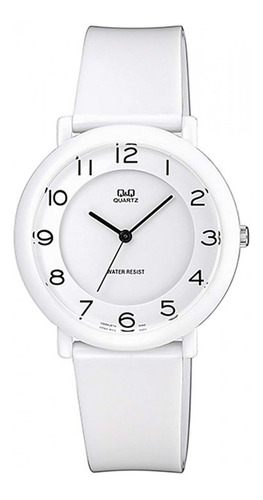 Reloj Pulsera Q&q Análogo Malla De Pvc Color Blanco Febo