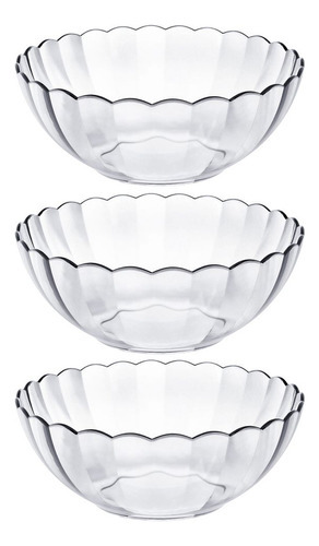 Conjunto 3 Tigelas De Vidro 1 L Redondas Marinex Bella Bowls