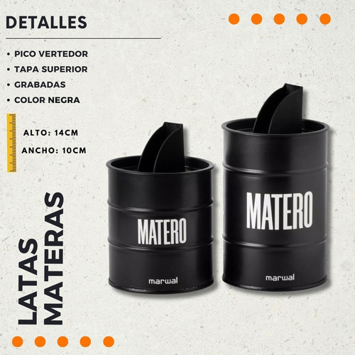 Mate Madera Lustrado Doble Virola Acero Bombilla Pro + Latas Color Marrón Algarrobo