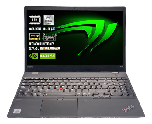 Laptop Lenovo P15s I7 10ma 16gb 512 Ssd 15.6 Fhd Nvidia 2 Gb (Reacondicionado)