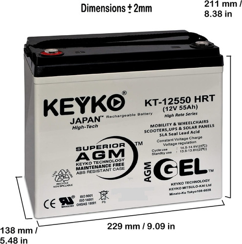 Bateria  12v 55ah Keyko Ups Ciclo Profundo Agm Gel 