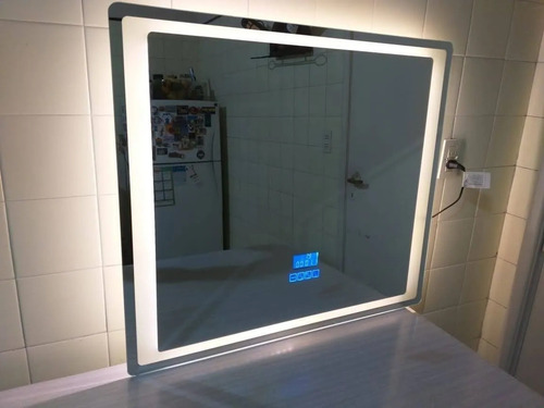 Imagen 7 de 9 de Espejo Baño Luz Led Reloj Digital Hora Temperatura 100x70