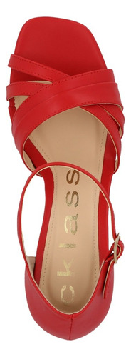 Sandalia De Tacón Rojo Con Detalle En Tacón 029-39