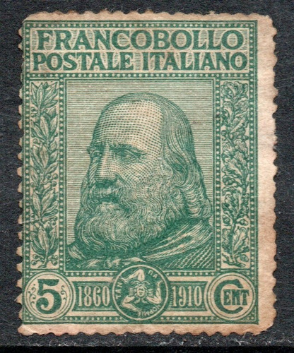 Italia Sello Sin Goma Giuseppe Garibaldi = 50° Sicilia 1910 