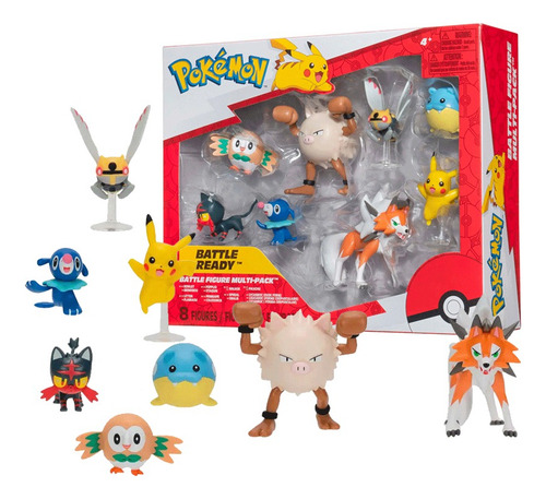 Pokemon Pikachu + Lycanroc + Rowlet + Litten + Popplio. Set