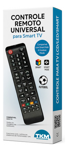 Controle Remoto Para Tv Samsung 4k Lcd Led Plasma Teclas Smart Hub E Futebol