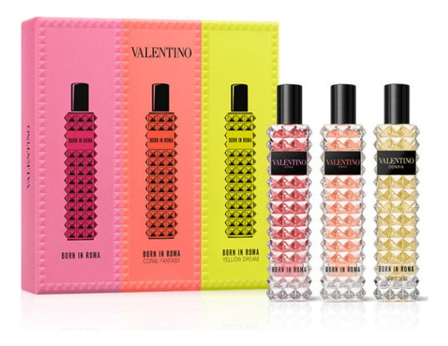 Perfume Valentino Set  Donna Born In Roma 3x15 Ml Edp Mujer