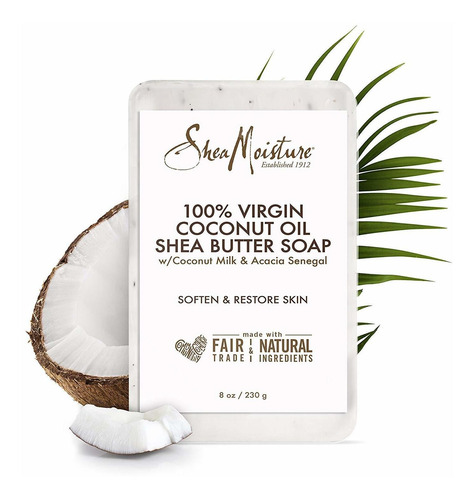Sheamoisture 100% Aceite De Coco Virgen Shea Butter Jabon, D