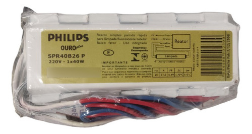 Reator Eletromagnético 1x40w 220v Philips