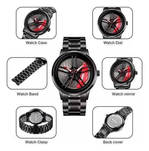 Reloj Skmei 1990 Rin Auto Deportivo Giratorio Acero Inox