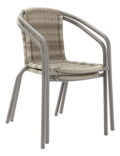 Naterial Silla De Jardín Elias Tipo Ratán Apilable Durable Color Gris