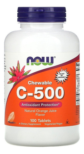 Now Foods C-500 Chew Orange 100 Tabs Sabor Jugo De Naranja